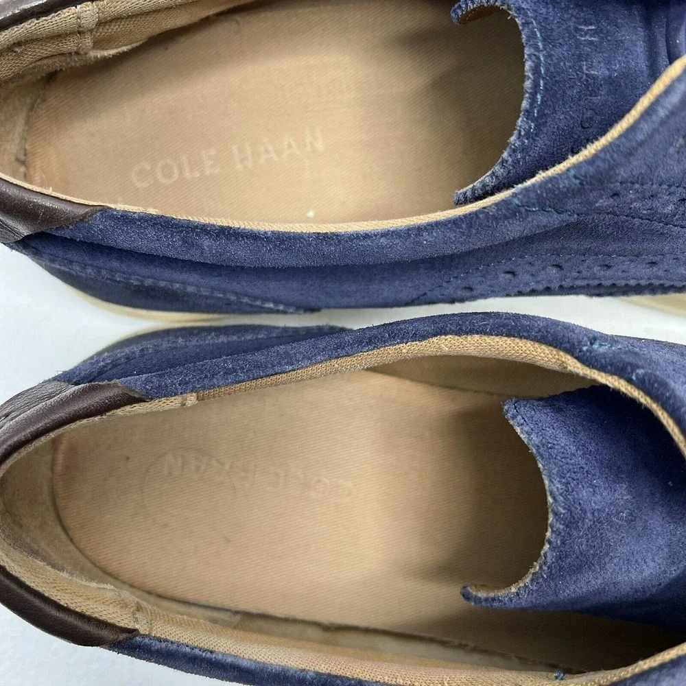 Cole Haan 11 M Navy Blue Suede Joshua Wingtip Oxford Sneaker Brogue Casual Shoes